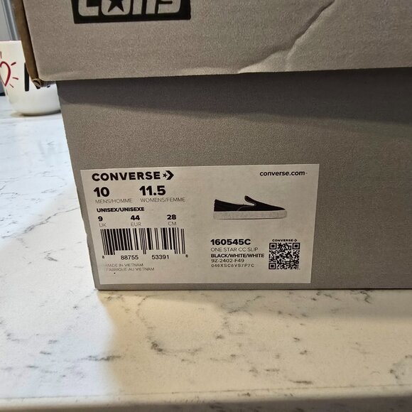 Converse Cons One Star CC Pro Suede Slip - Black/White [160545C] MENS SIZE 10 - Picture 8 of 13